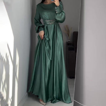 Women's Autumn Round Neckline Thigh Dress High-Rise Strap Dress Dress Dress Women